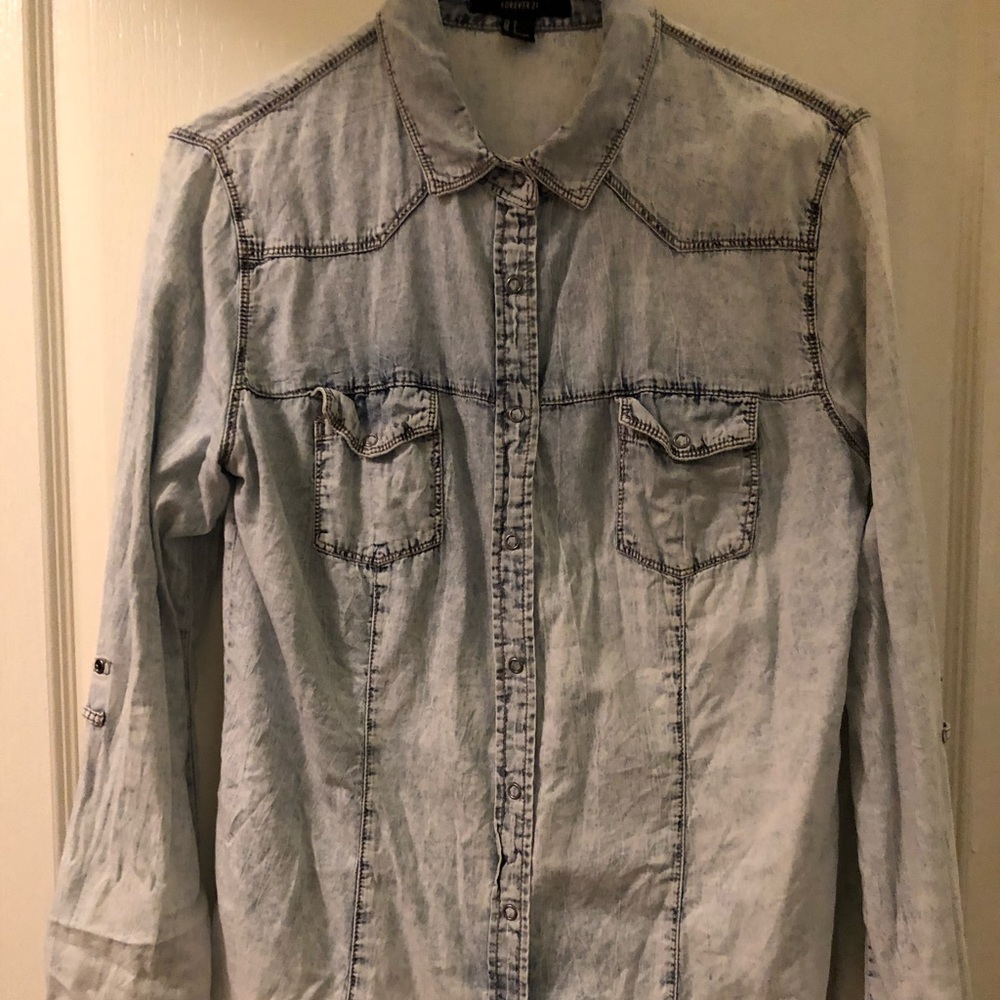 Denim button down